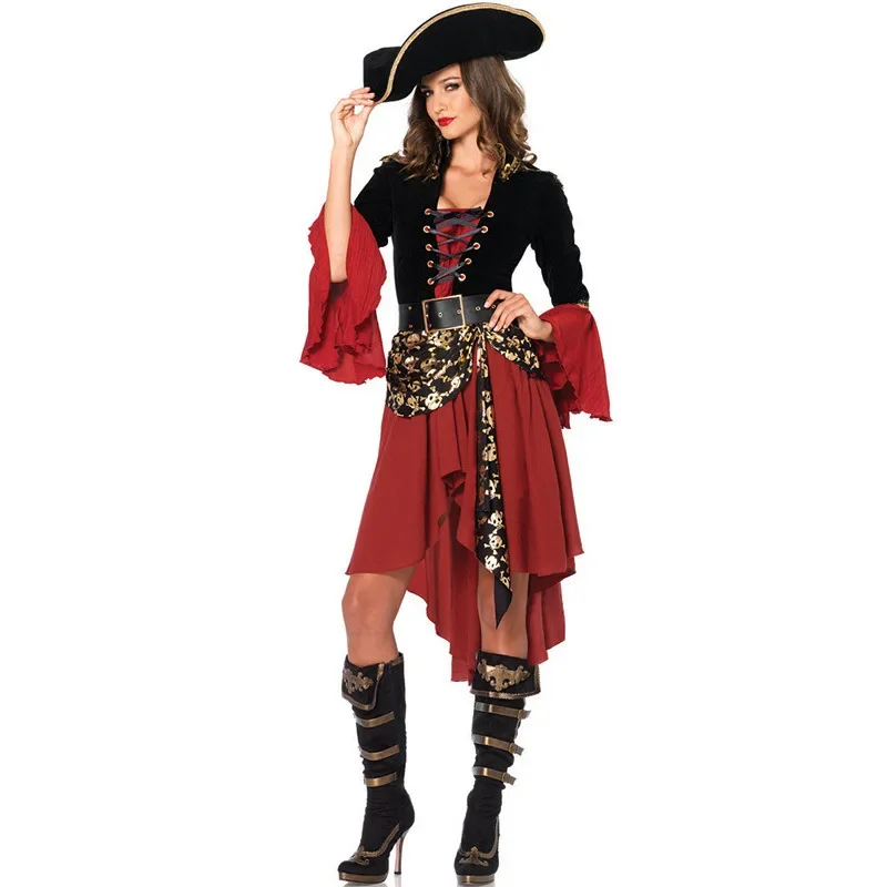 

Hot Women Sexy Vintage Medieval Pirate Costume Cosplay Dress Party Fancy Dress Clothing for Female Adult Halloween Costumes