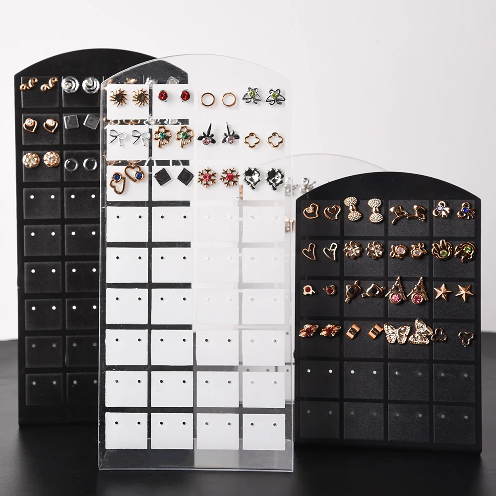 48/72 Holes Portable Earrings Ear Studs Holder Jewelry Display Holders Plastic Earring Showcase Storage Rack Organizer Stand Box