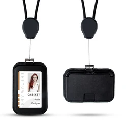 Casekey verstellbarer horizontaler vertikaler yoyo Rindsleder-Ausweis halter mit langem Halsband für die Krankens ch wester des Angestellten