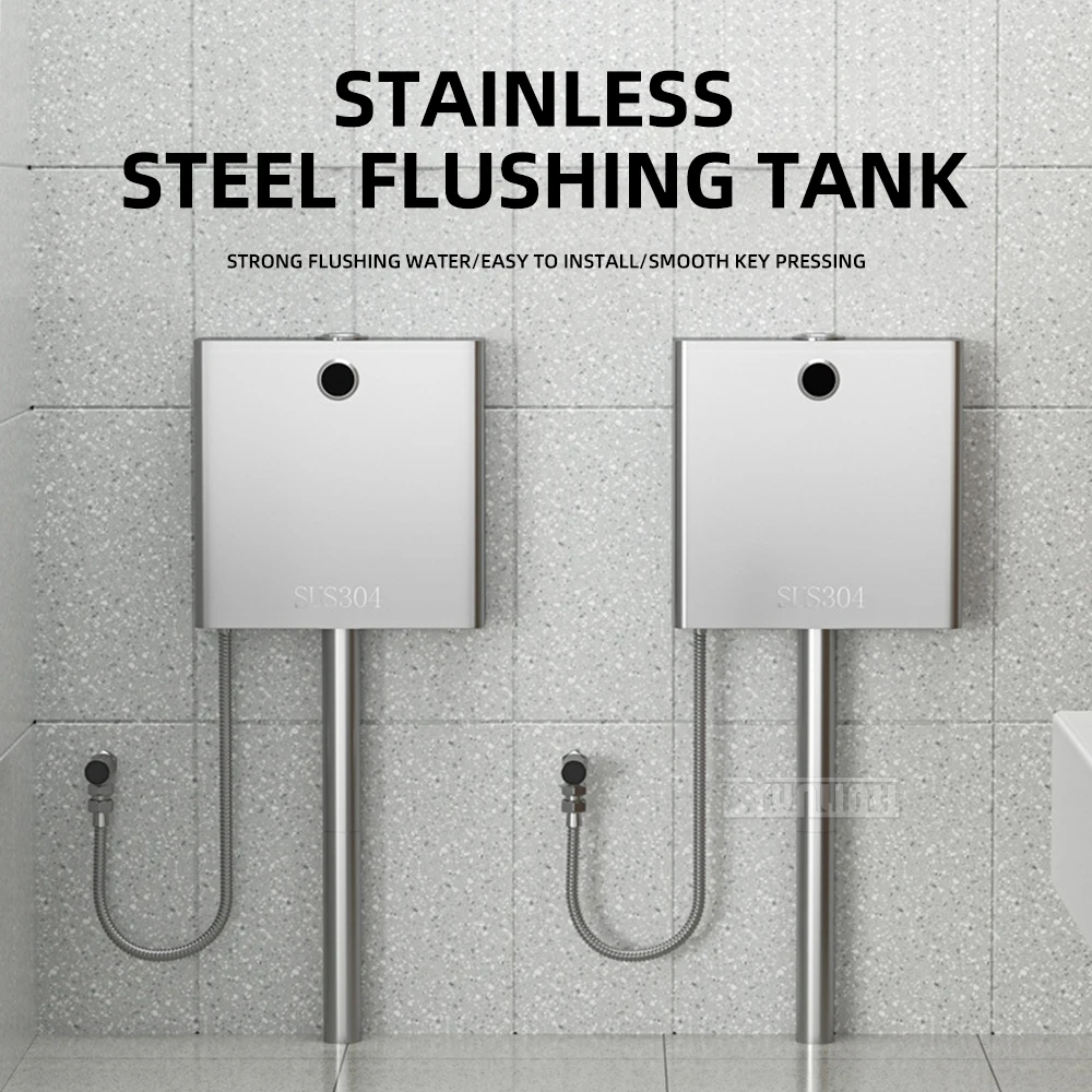 304 Stainless Steel Flush Tank Home bathroom squat toilet water tank Toilet wall-mounted flushing tank
