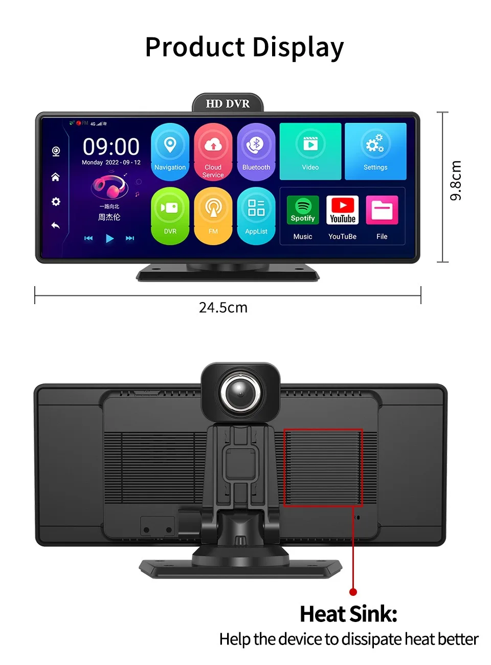 10.26 Inch 4G Dash Cam Android 10.0 4+64G 8 Core ADAS 5G WiFi Car DVR GPS FM 24H Parking Monitor Rearview Mirror Video Recorder