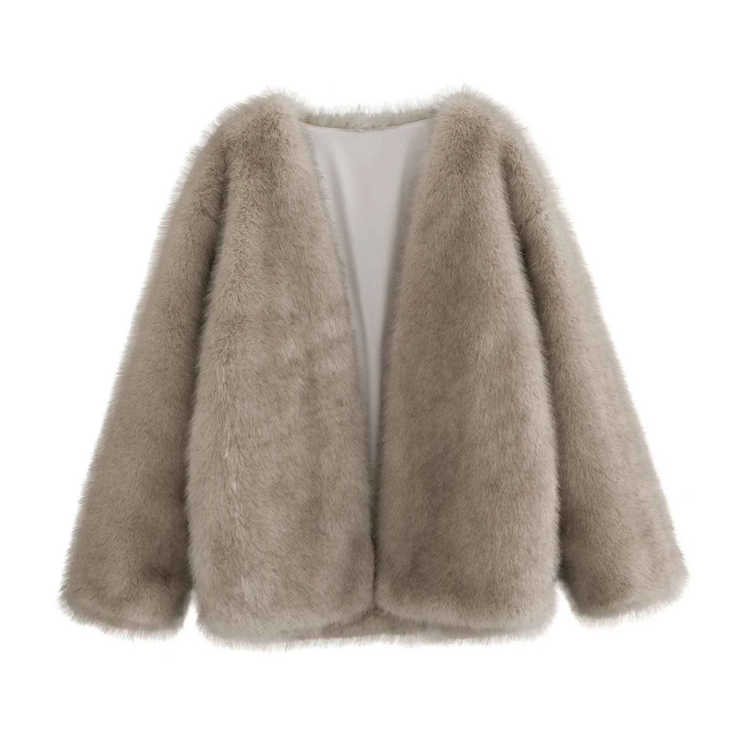 

New winter fur coat female Korean version lazy wind fox fur coat dyed pointed V-neck medium and long plush coat