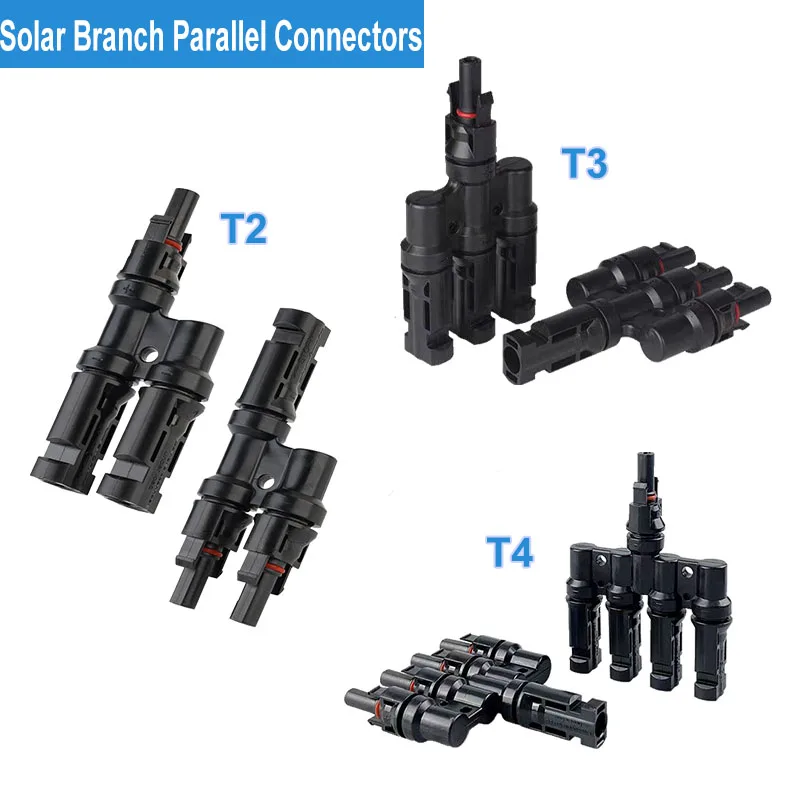 Solar branch connector Pair of IP67 waterproof T2 T3 T4 T5 T6 connectors for parallel connection between solar panels