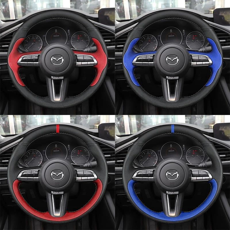 Custom DIY Car Steering Wheel Cover 100% Fit For Mazda 3 Axela 2019 2020 2021 CX-30 MX-30 2020 2021 Auto Interior Accessories