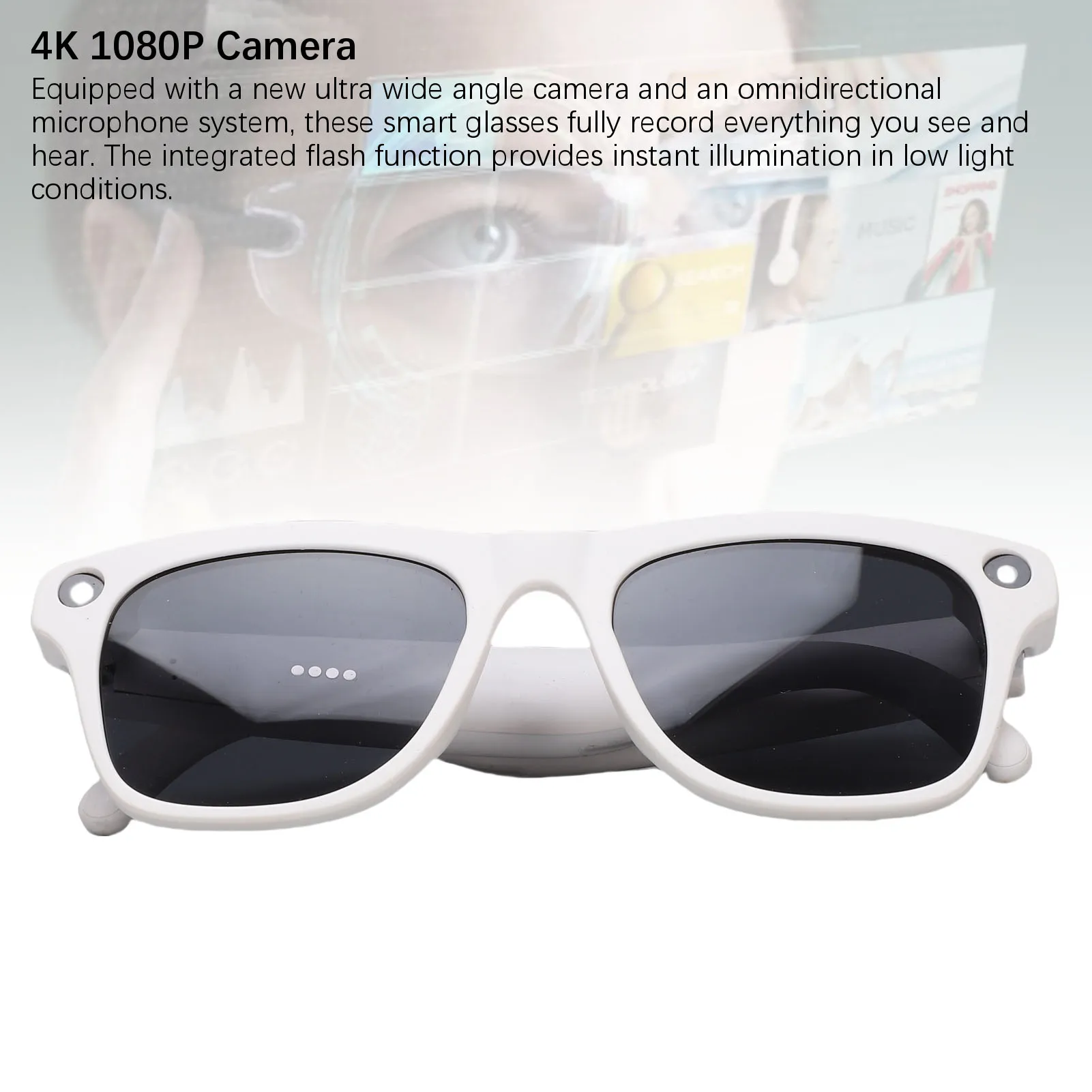 

Умная камера, очки, динамики, 4K визуальный диалог, умные очки, перевод в реальном времени, воспроизведение музыки, Bluetooth 5,4 для езды на велосипеде