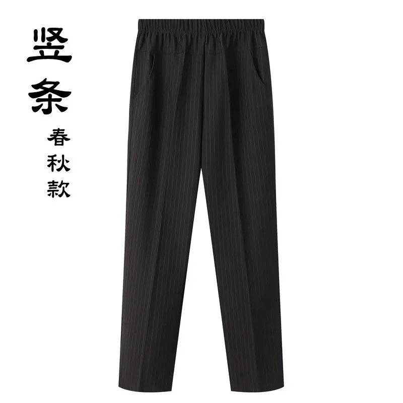 2023 New Spring and Autumn Season Fashion Simple Solid Elastic Waist Pocket Large Elastic Relaxed Oversize Straight Leg Pants