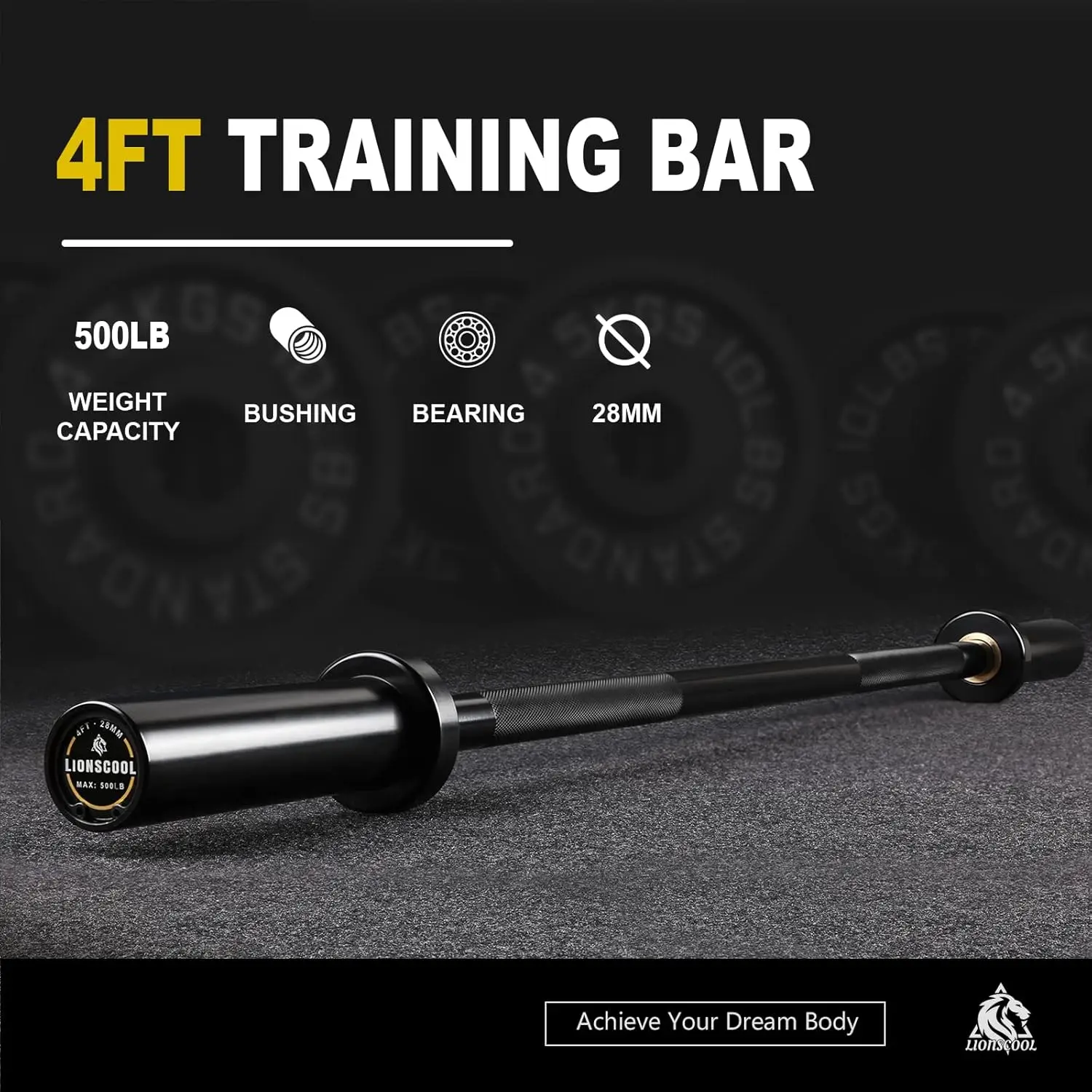 Barbell for Strength Training and Weightlifting, 2 Inch Bar for Curls, Presses, 350LBS/500LBS/700LBS Weight Capacity Available