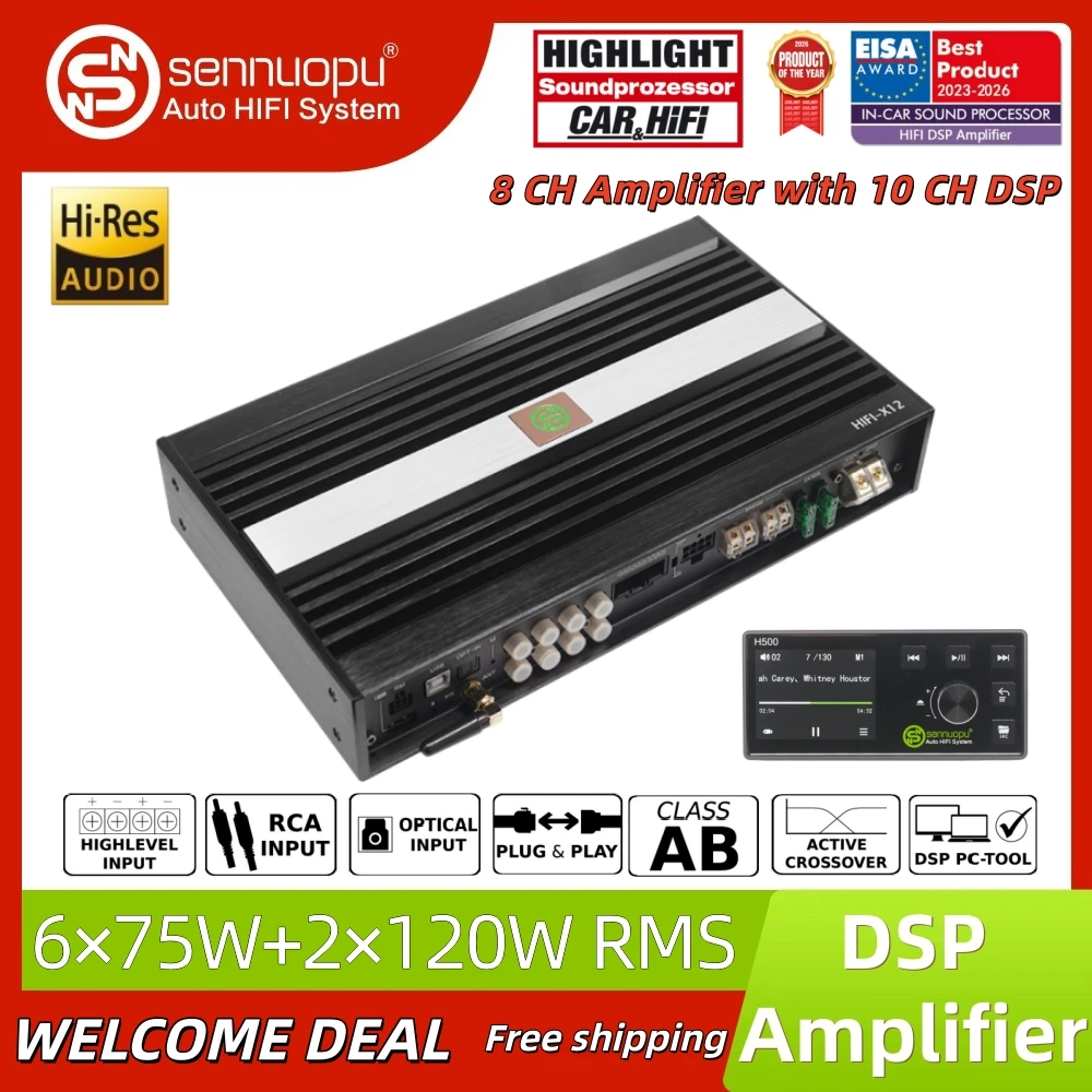 Sennuopu X12 8CH Amp 10CH DSP APTX Bluetooth HIFI Car Audio Amplifier Processor With Remote Control Auto Sound Tuning BMW