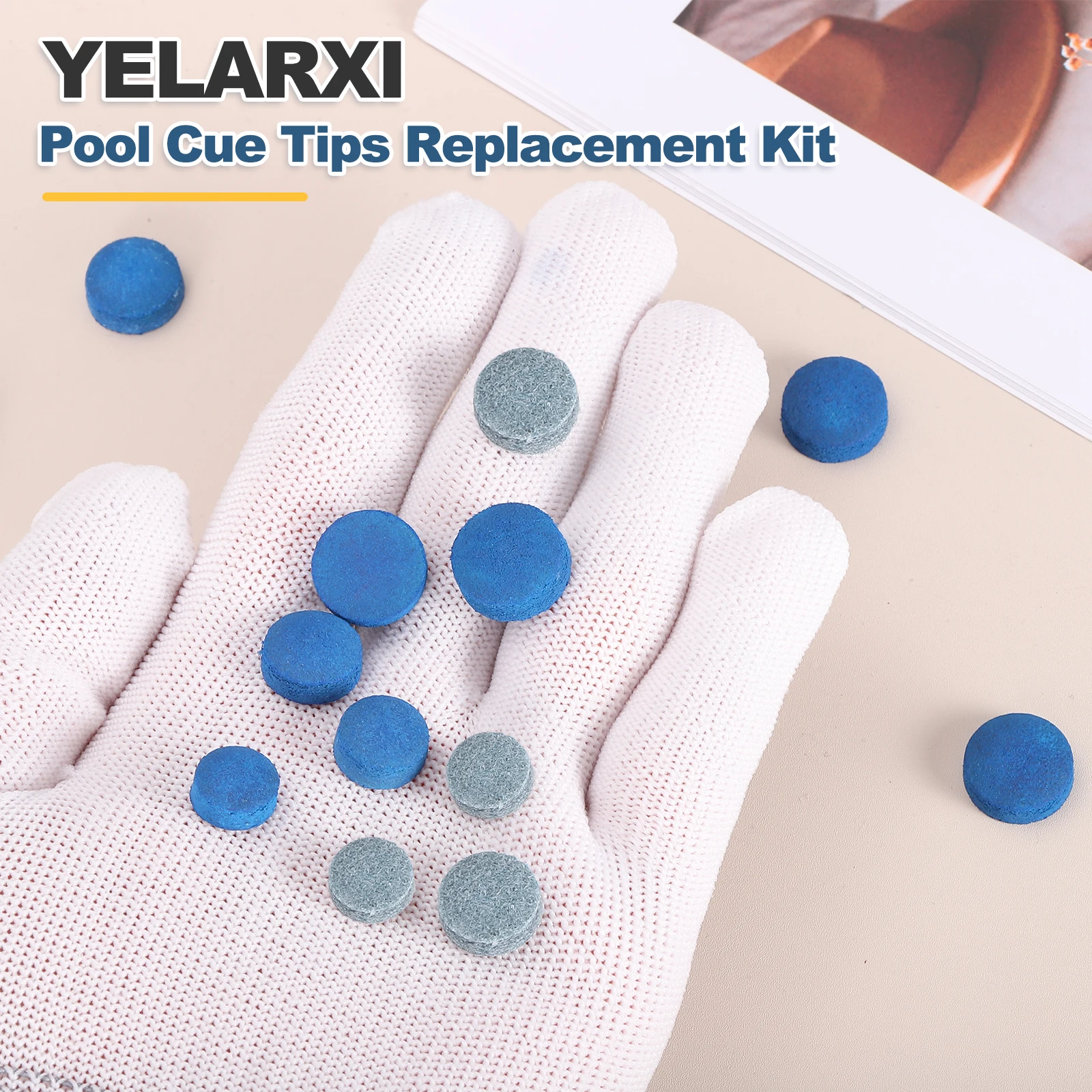 UXCELL 24pcs 9/10/11/12/13mm Billiard Pool Cue Tips, Pool Cue Tips Replacement Kit Cow Leather Pool Cues