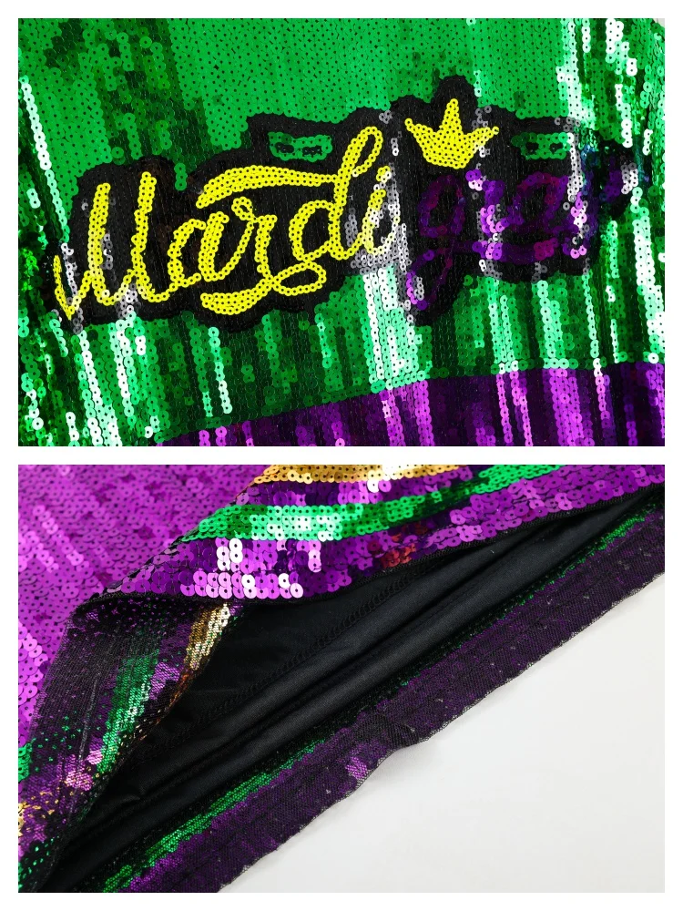 Robe en Jersey à paillettes imprimées Twin Jesters colorées, Costume de Festival de Mardi Gras, t-shirt ample à paillettes