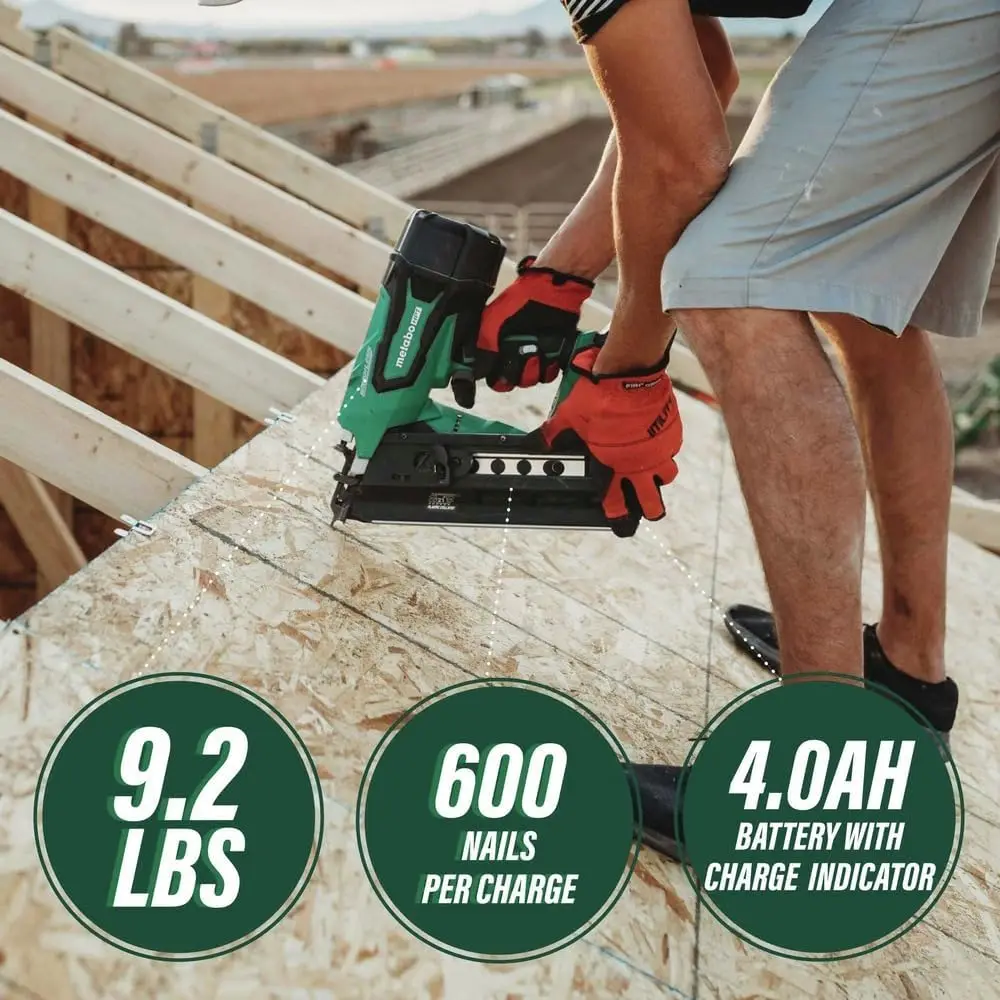 Metabo-HPT MultiVolt sem fio, 18V™Framing Magazine Nailer Kit, Unhas de Cabeça Redonda de 2 "a 3" 1/2 ", 21 Graus, 1-18V