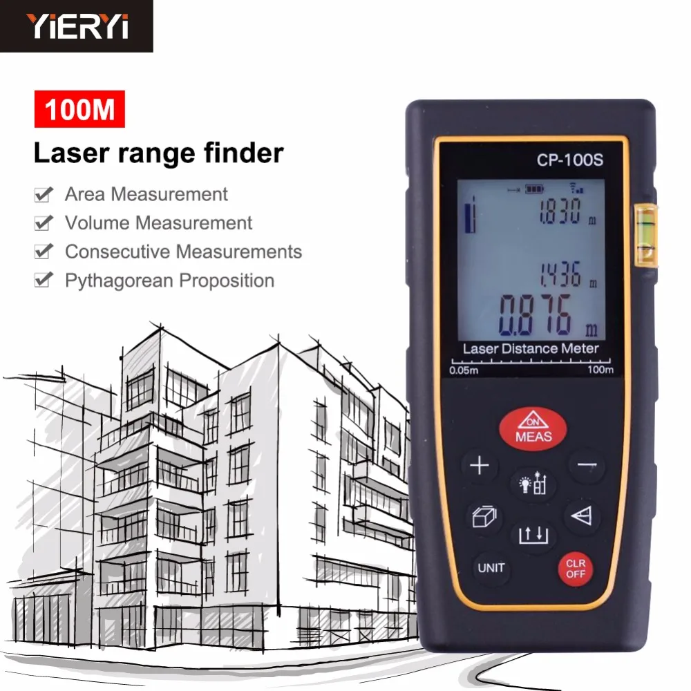 NEW Ultrasonic Distance Measurer Rangefinder With Pointer 100M