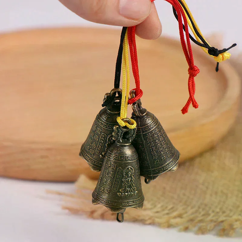 1pc Antique Bell Chinese Mini Sculpture Pray Guanyin Buddha Bell Shui Feng Bell