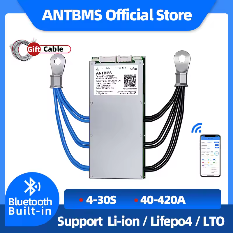 Smart ant BMS 4S a 30S para batería de litio con aplicación Bluetooth 12V 24V 36V 48V 60V 80A 130A 420A 1050A tablero de equilibrio 13S 16S 22S