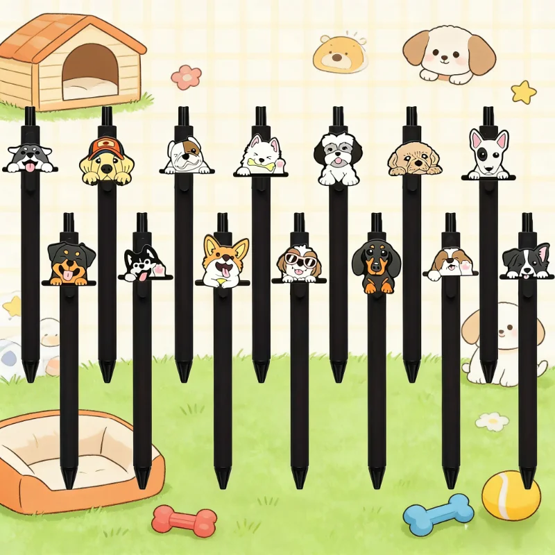 

15/25 шт. черных шариковых ручек с собачьей тематикой, черные ручки из серии «Домашние животные», креативные шариковые ручки с мультяшными собачками.