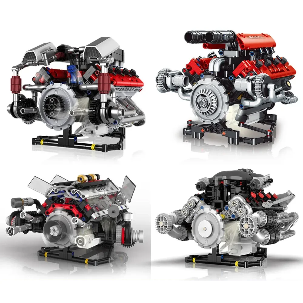 

MOC Технические кирпичи Суперкар Электрический двигатель V8 Модель Строительные блоки Комплект STEM Развивающие кирпичи Игрушки Рождественские подарки для детей