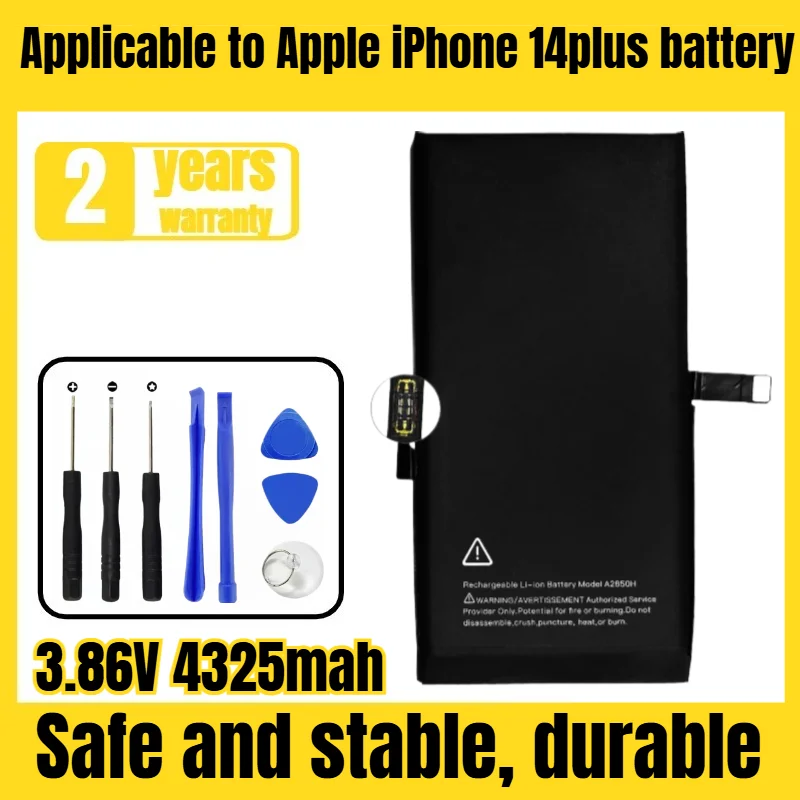 

Подходит для мобильного телефона Apple iPhone 14 Plus, новый аккумулятор большой емкости, 3.86V 4325 мАч, с инструментом для установки.