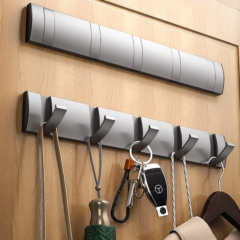 

YUNJIEYA Folding Door Towel Hanger Nail Free Punch Wall Rack Hook Coat Clothes Holder for Bathroom Kitchen Accessories Hook Bra