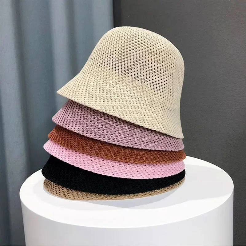 Women Bucket Hat Summer Hollow Out Thin Breathable Sun Hat Female Beach Cap Fold Outdoor Japanese Lesure Fishierman Cap