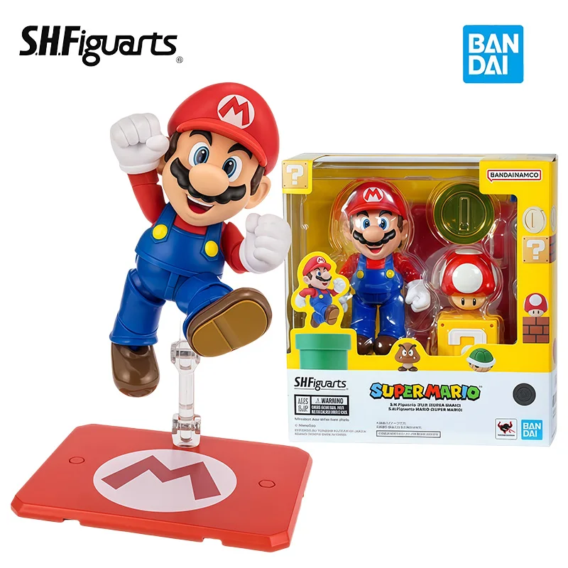 Authentieke Bandai Shf Super Mario Luigi Joint Beweegbare Humanoïde Pop Cartoon Speelgoed Desktop Ornament Kinderfestival Cadeau