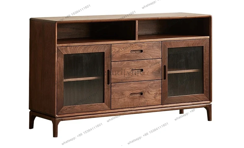 

All solid wood side cabinet North American black walnut Nordic simple restaurant home wall storage high-end