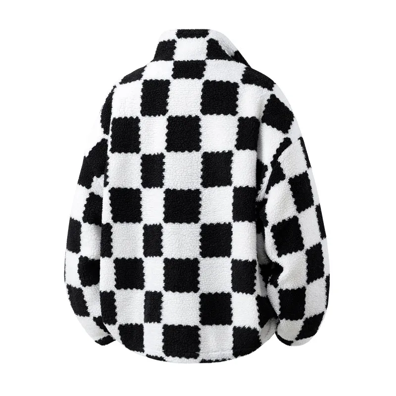 

Large Size Men's eepskin Plaid Jaet Additional Cotton Korean Sle College Street Trend Youth ular Casual Coat