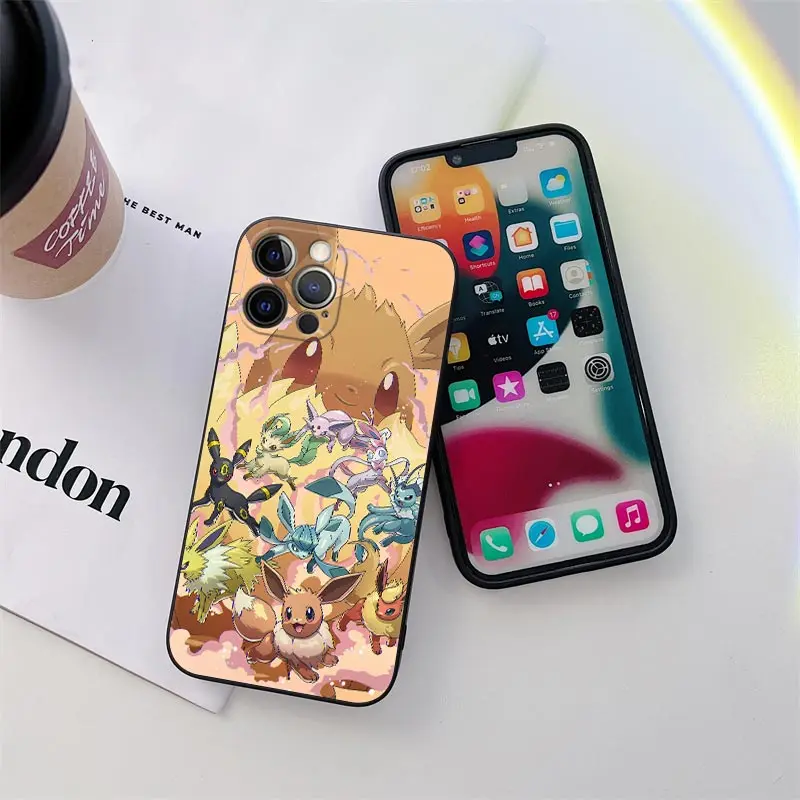 Eevee Gengar Snorlax Anime Phone Case for iPhone 11 15 16 Pro Max Pokemon Coque For Apple 13 Pro 16 14 Plus 12 Mini X 7 8 Cover