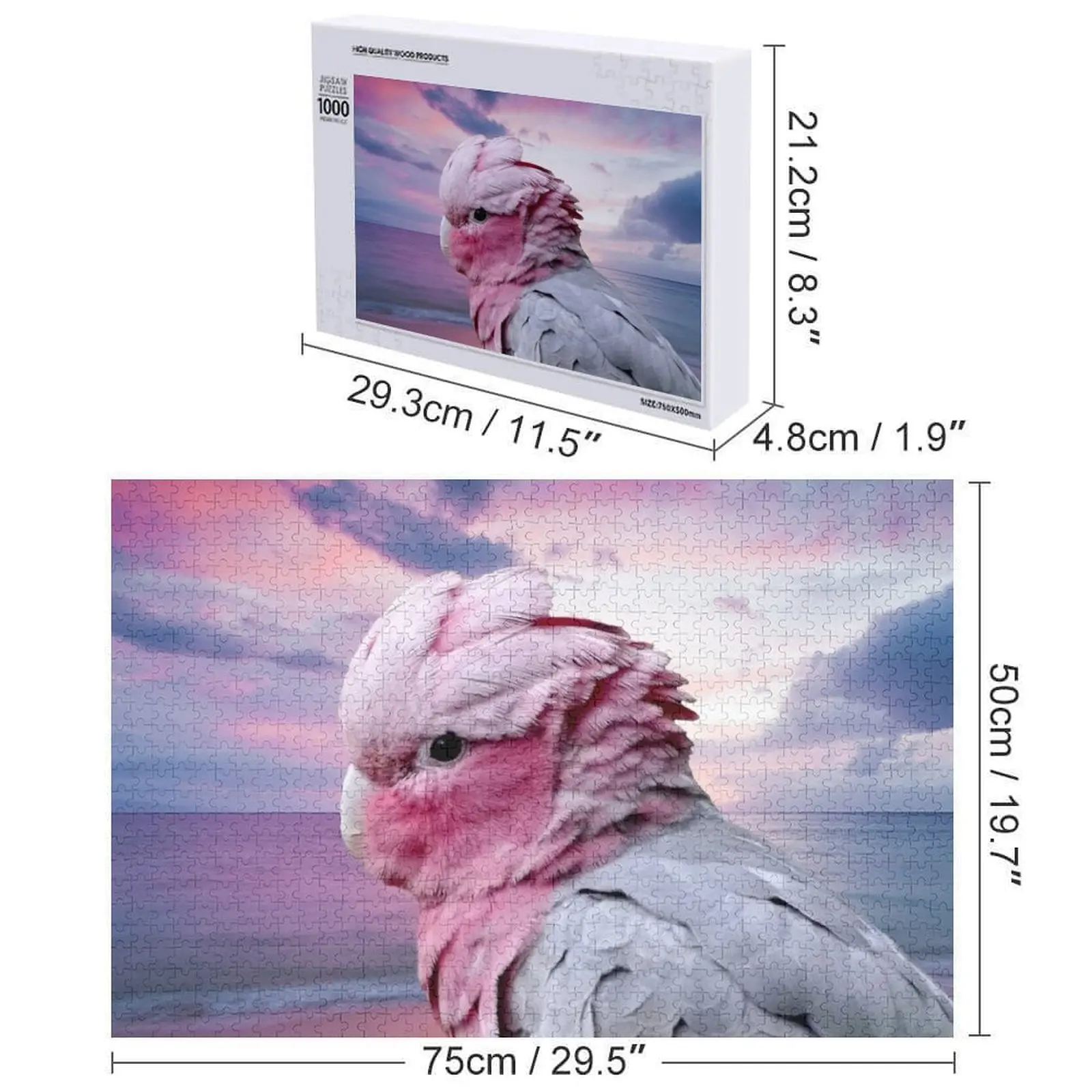 Parrot Galah Cacatoo Quebra-cabeça Personalizável Criança Presente Escala Motores Personalizado Foto Presente Quebra-cabeça