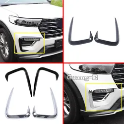 Car Body Front Fog Eyebrow/Trim Light Lamp Frame Stick Cover Grill Grille 2PCs For Ford Explorer U625 2019 2020 2021 2022 2023