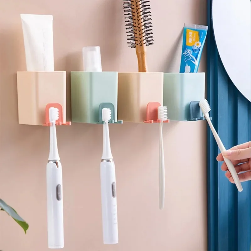 Toothbrush Holder Hole Free Toothpaste Storage Rack Shaver Tooth Brush Dispenser Bathroom Wall Hanger Organizer Accessories