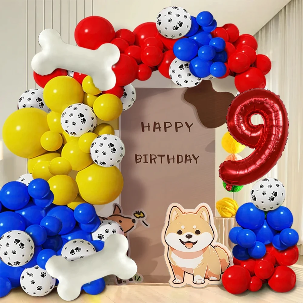 Dog Paw Balloons & Bone Balloon Birthday Balloons Garland Arch Kit for Boys Girls Bluey Theme Birthday Party Decorations