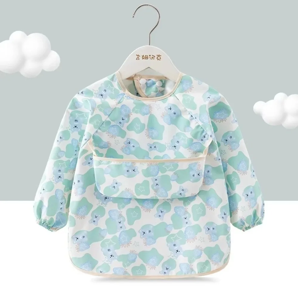 New Waterproof Child Feeding Bib Rice Pocket Soft Long Sleeve Apron Feeding Blouse Children's Feeding Smock Toddler Bibs