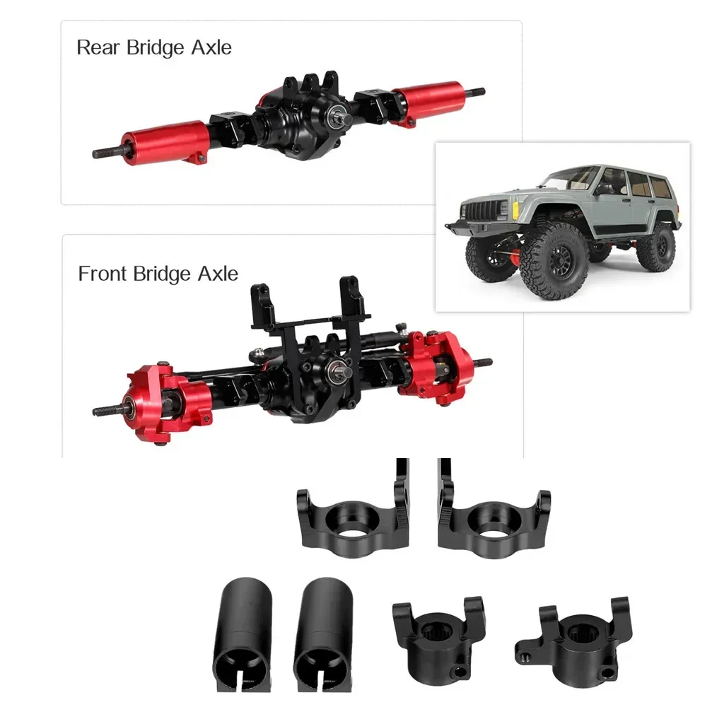 Metal Front Steering Knuckles C Hub Carrier Rear Axle Lock Out Set for Axial SCX10 II 90046 90047 High Quality RC Car Parts