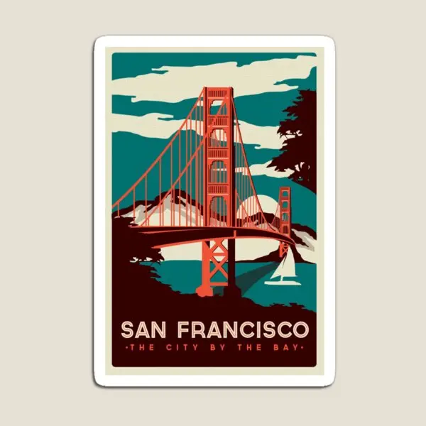 San Francisco Golden Gate Bridge Retro P  Magnet Stickers Home Refrigerator Decor Toy Colorful Funny  Magnetic Cute Baby
