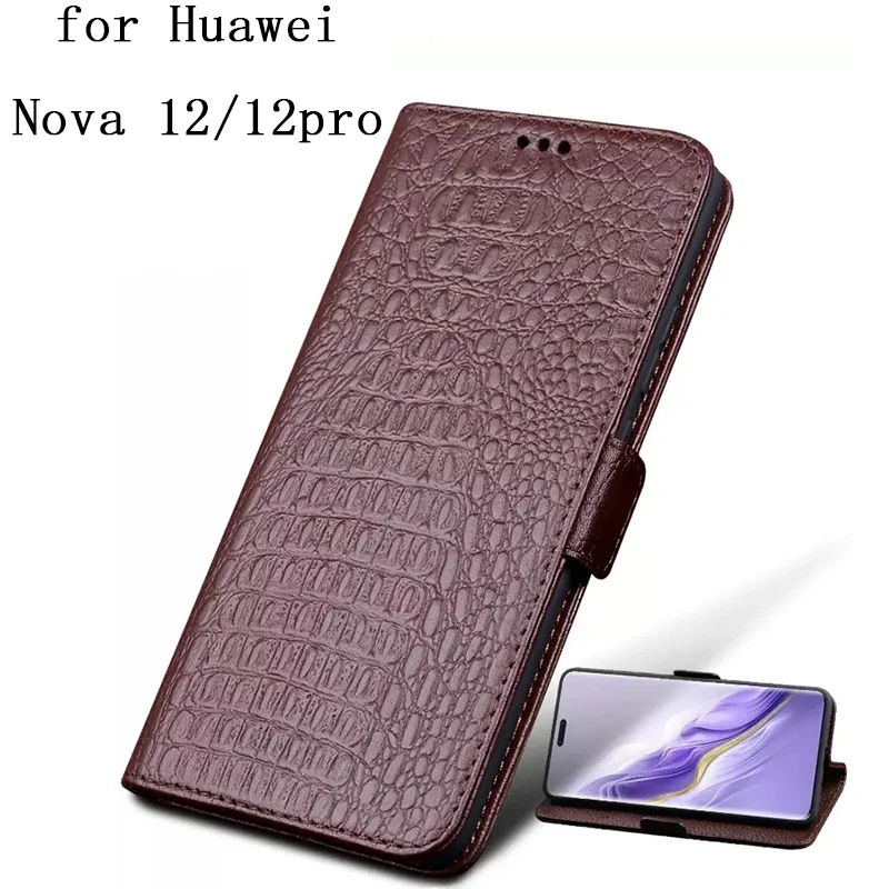 

Genuine Leather Phone Case for Huawei Nova 12 Ultra Magnetic Flip Cover Carcasa for Huawei Nova 12pro funda skin Nova12 Cases.