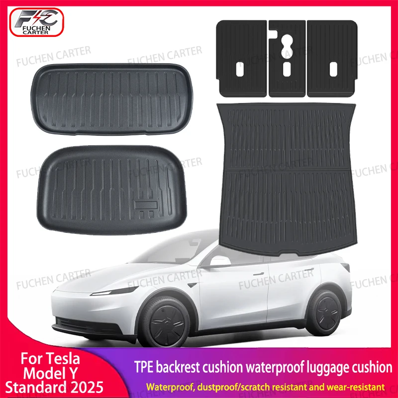 

Для Tesla New Model Y Standard 2025+ Коврики из ТПЭ Водонепроницаемый коврик для багажа Износостойкие подушечки для ног ModelY Коврики для багажника Аксессуары
