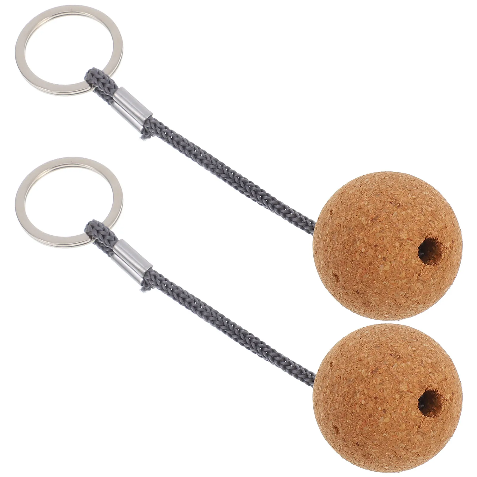 2Pcs Floating Cork Ball Keychain Creative Buoyant Key Ring for Kayaking Boating Fishing Surfing Sailing Portable