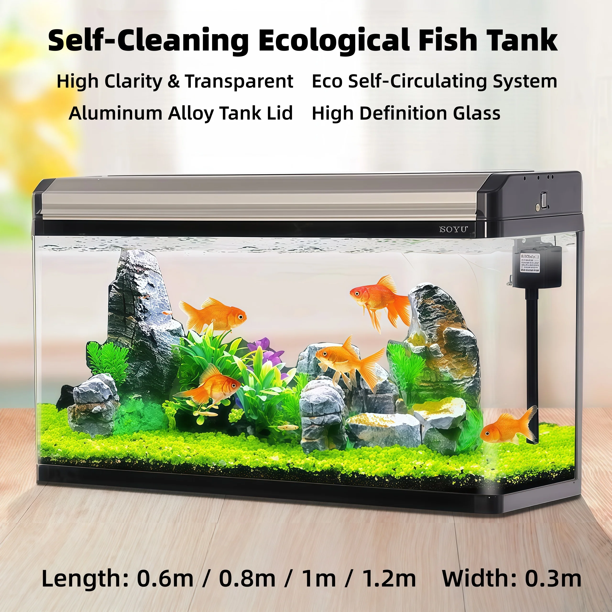 Rectangular Curved Glass Fish Tank Desktop Small Aquarium Integrated Molding Home Use Factory Direct