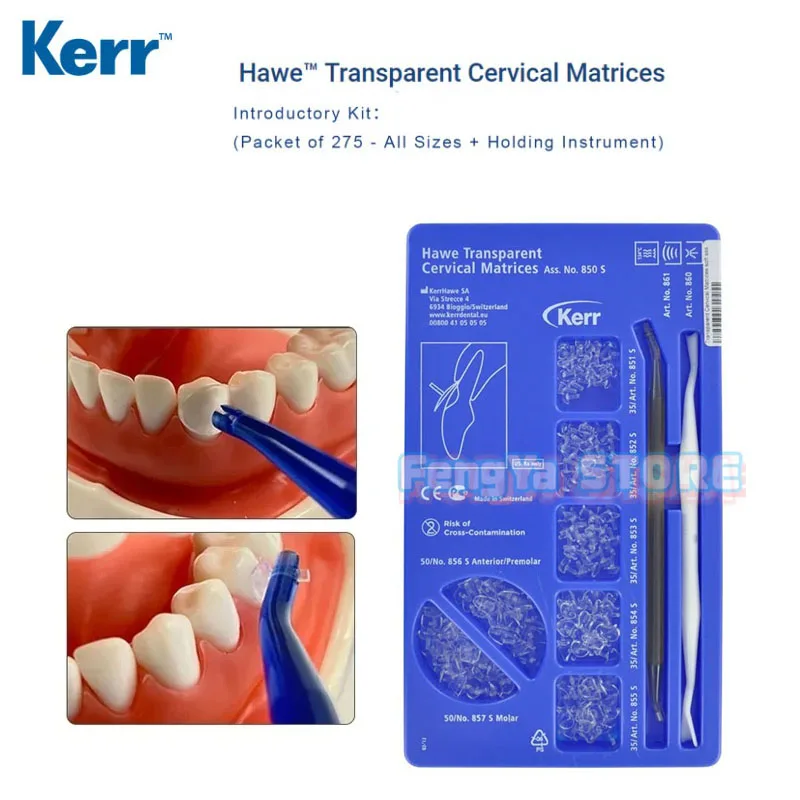 1 Set Original Kerr Hawe Transparent Cervical Matrices Assorted Kit NO.850s Dental Matrix Cervical Matrices Composite Gingival