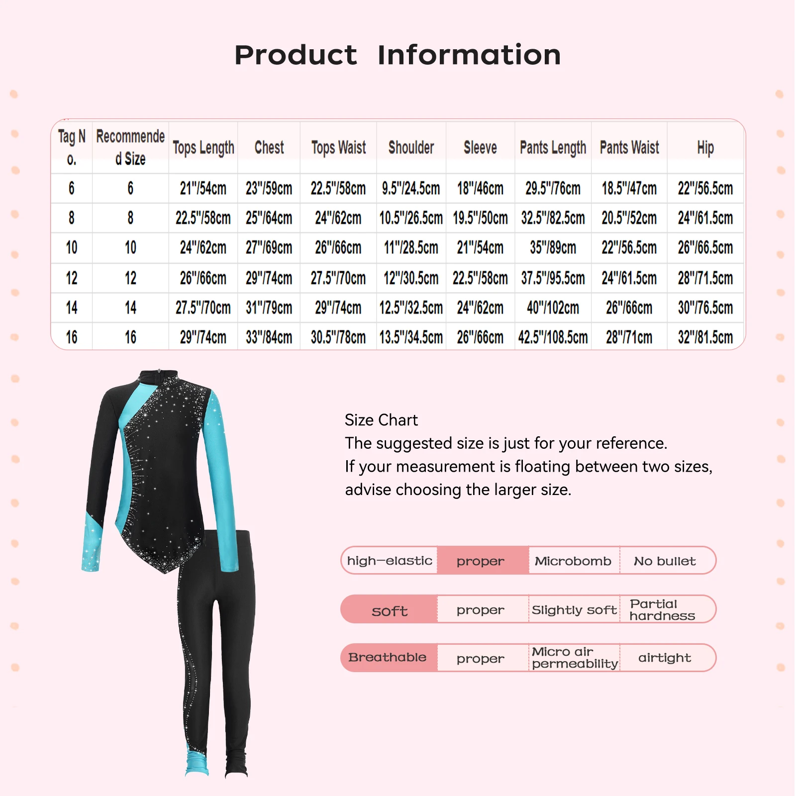 Kids Girls Figure Skating Costume Ballet Dance Gymnastics Performance Dancewear Rhinestones Long Sleeve Sweatshirt with Leggings