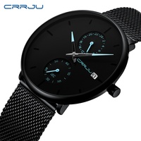 CRRJU 2265 Classic Men's Quartz Watch Fashion Simple Calendar Waterproof Stainless Steel Strap Men Casual Business Wristwatch