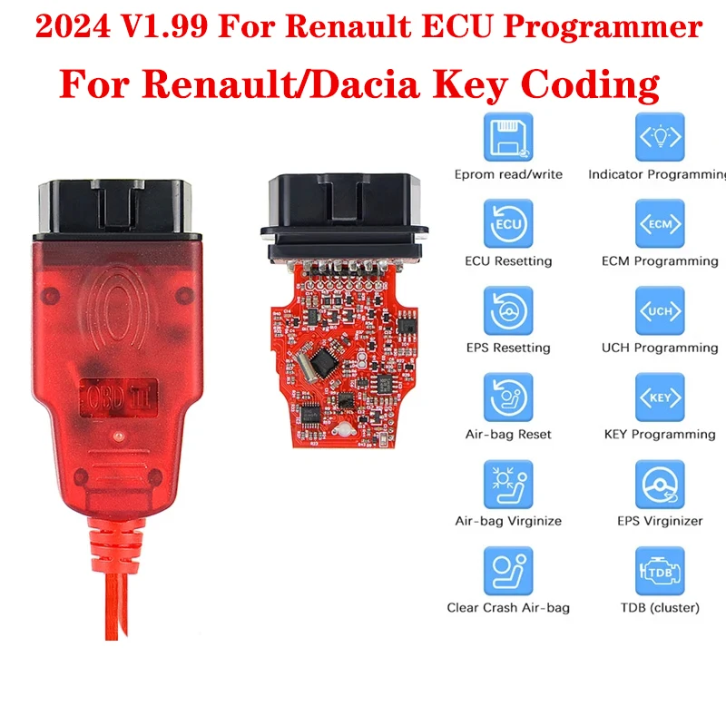 Renolink V1.99 For Renault/Dacia Vehicles OBD2 Diagnostic Interface ECU Programmer Airbag/Key Coding Multi-Function