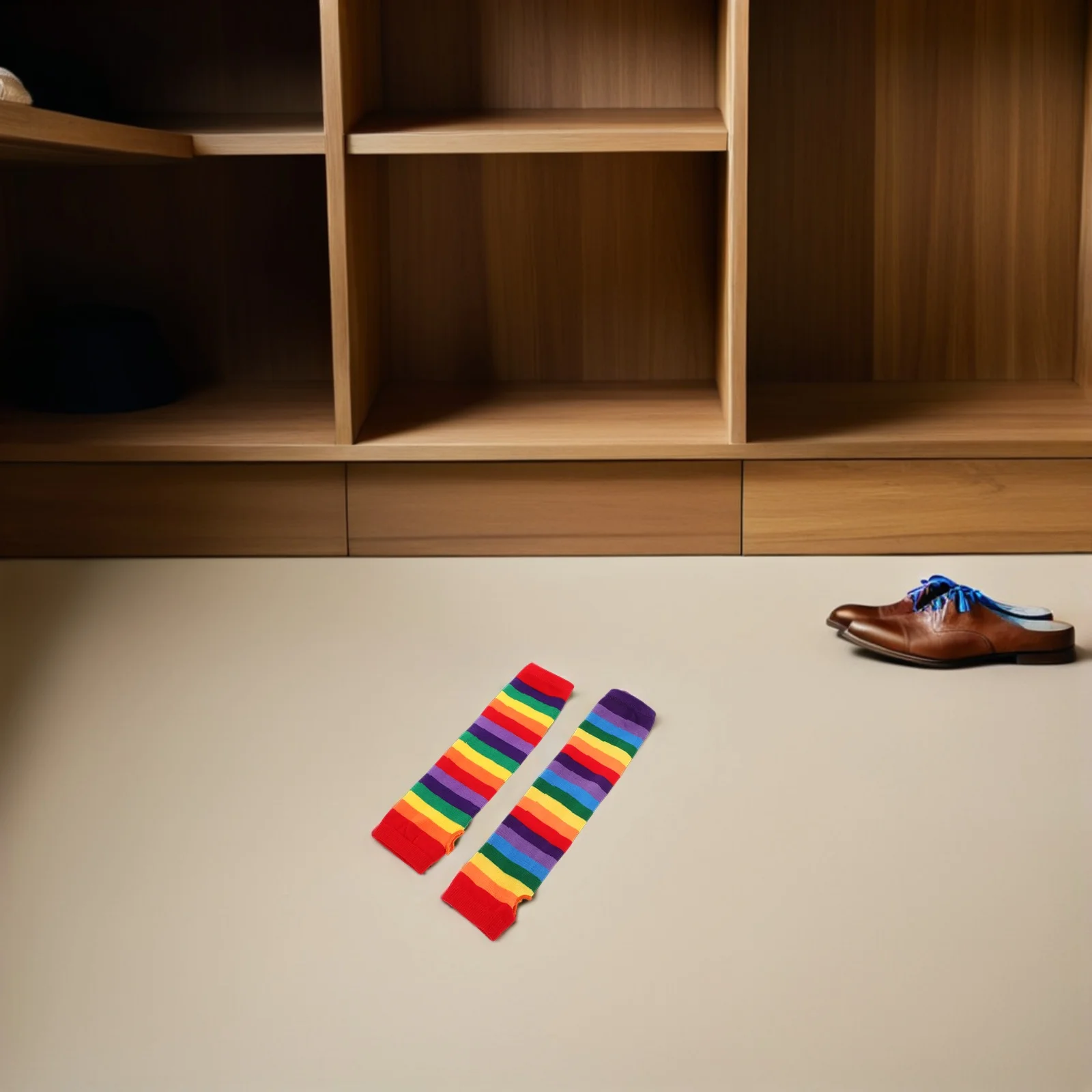 

2Pairs Rainbow Knitted Fingerless Gloves Soft Colorful Winter Gloves Comfortable for Women Costume Cosplay Rainbow Hand Warmers