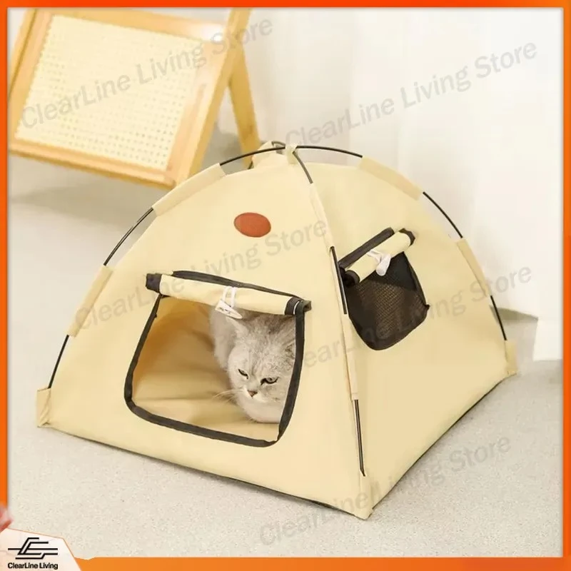 Foldable Cat Tent Bed Portable Closed Cat House Breathable Pet Sleeping Cave Large Stable Indoor Kennel Cozy Winter Warm Nest
