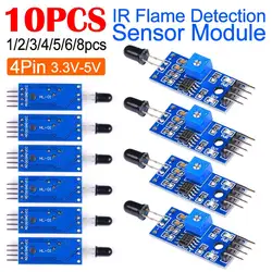 4 Pin Fire Detector Infrared Receiver Module 3.3V-5V Flame Sensor Module Sensitivity Adjustable Accessories for Arduino DIY Kit