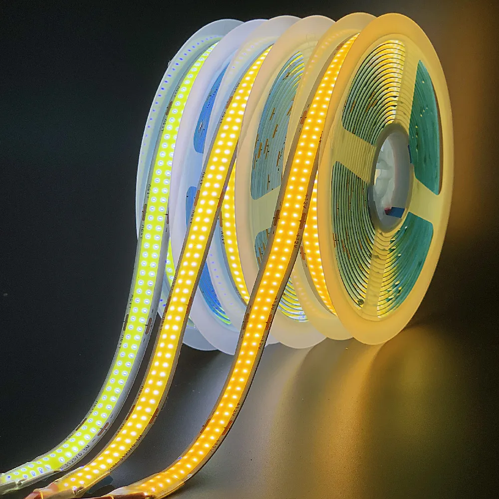 Super Bright COB LED Strip , Double Row 624 LEDs/m Flexible Dimmable Led Lights RA90 Tape Lighting 3000K 4000K 6000K DC 12V 24V