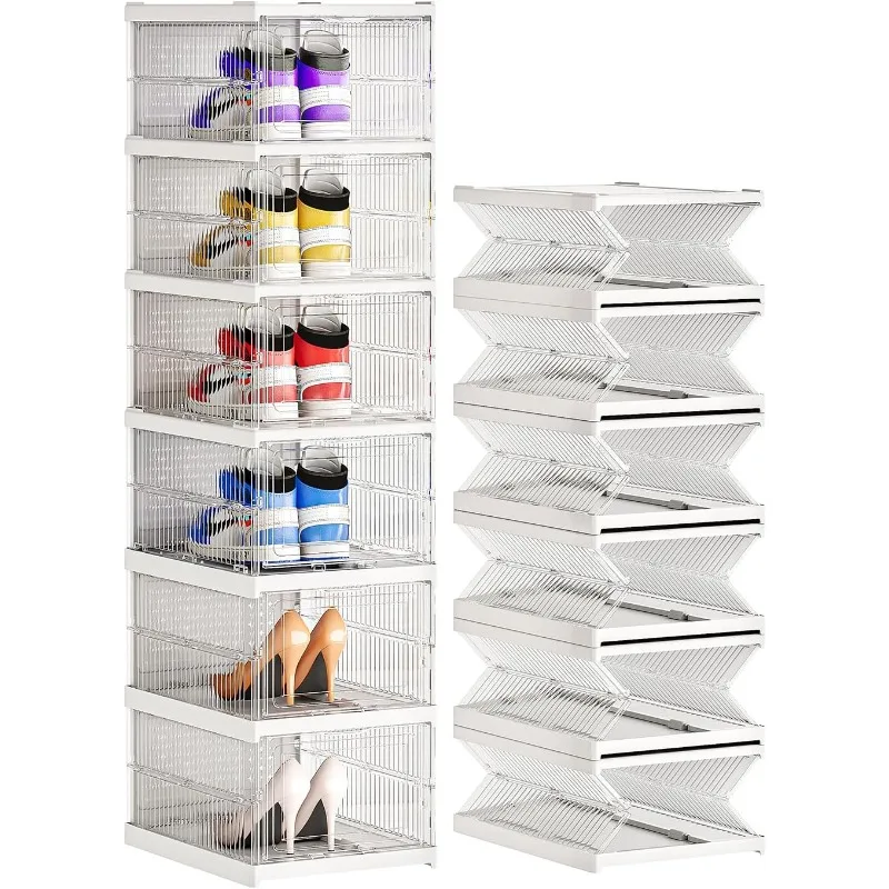 Sturdy  Organizer 6 Pack Clear  Storage Boxes Stackable  Container, Drop front  Box,