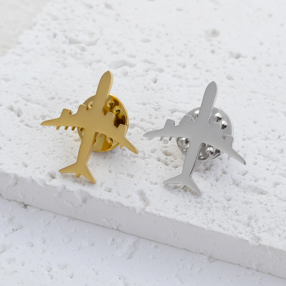 Fashionable Stainless Steel Aircraft Brooch, Aviation Pilot Gift, Black Suit Accessories, Wedding Jewelry Accessories