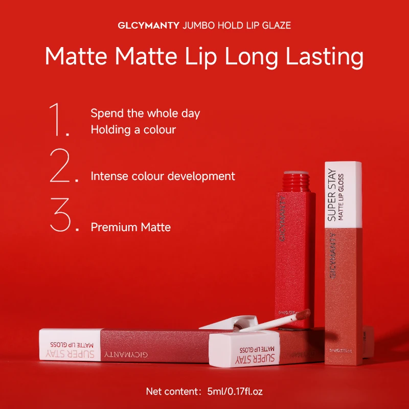 GICYMANTY Square Tube Matte Liquid Lipstick, Waterproof Long Lasting Non-Fading Velvet Smooth Highly Pigmented Lip Gloss Makeup