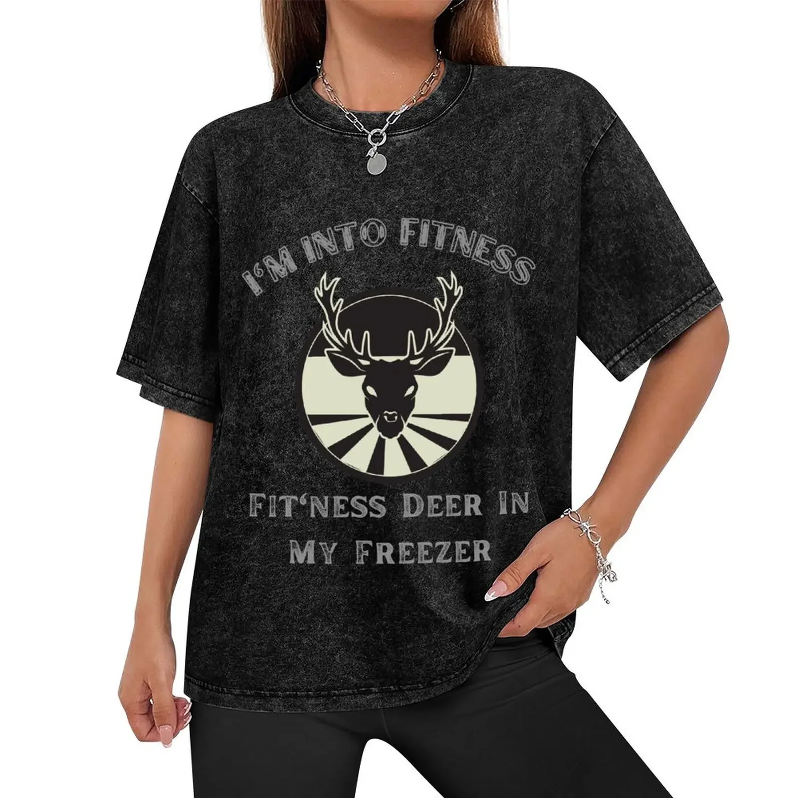 I'm into fitness fit'ness deer in my freezer funny hunter T-Shirt boys animal print plain heavyweights slim fit t shirts for men